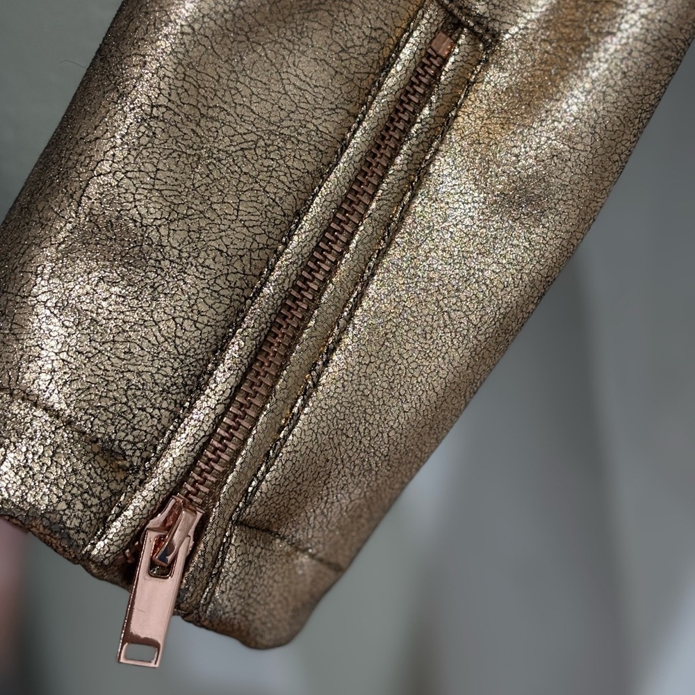 Anthropologie Metallic Bronze Moto Jacket - Picture 4 of 12
